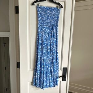 Floral Blue Strapless maxi dress